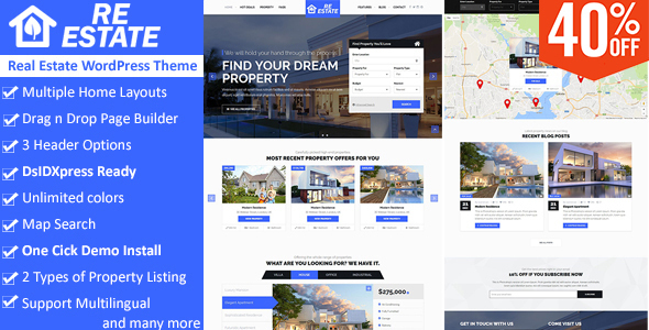 ReEstate - Real Estate with MLS IDX Listing Realtor Theme official Envato preview