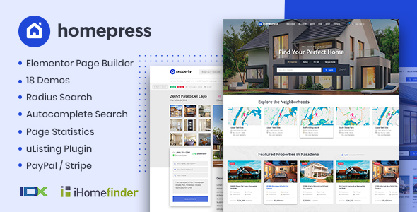 HomePress - Real Estate WordPress Theme official Envato preview