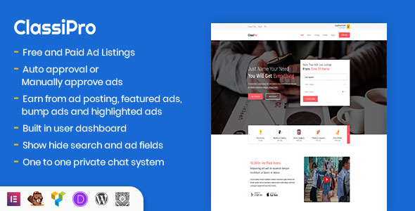Classipro - Classified Ads WordPress Plugin official Envato preview