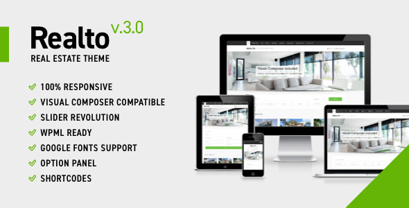 Realto - WordPress Theme for Real Estate Companies official Envato preview